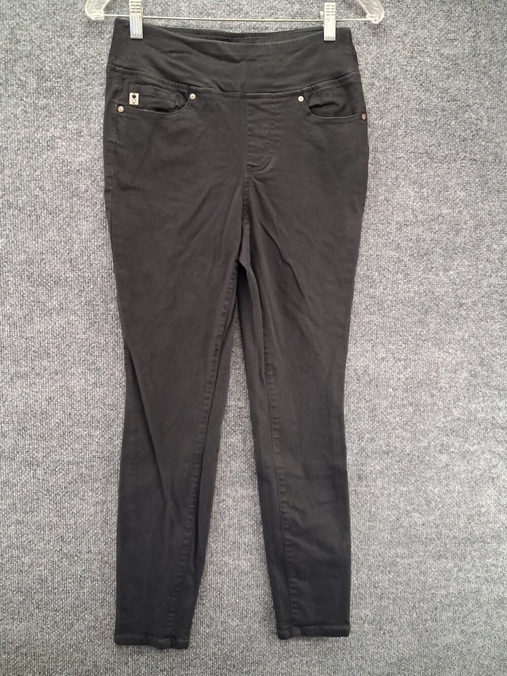 Belle Kim Gravel Womens Size 4 Black Skinny Ankle Zip Stretch